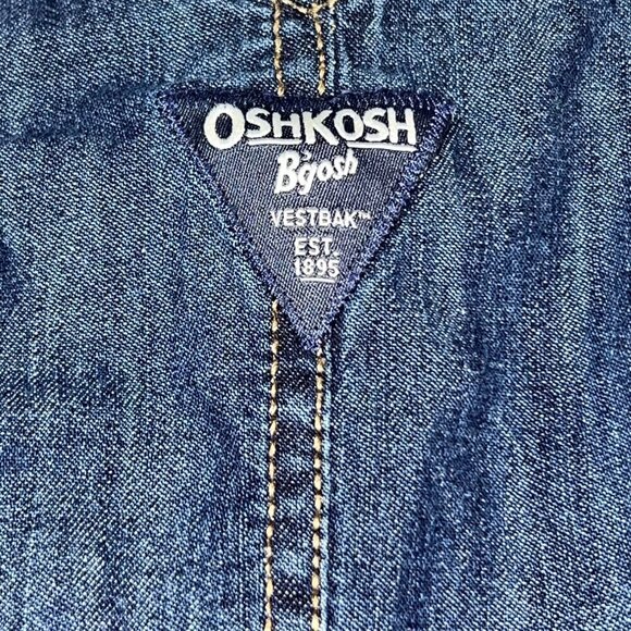 OshKosh B'gosh Baby Boy Denim Overalls Buffalo Plaid-Lined Size 6 Months - Picture 4 of 6